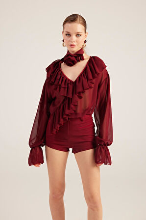 Markano Sassy Gömlek Bordo