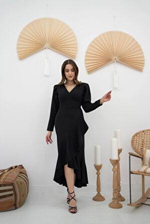 Markano Volanlı Atlas Elbise