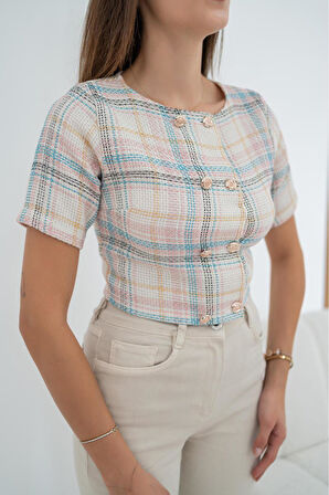 Markano Çizgili ve Düğmeli Bluz