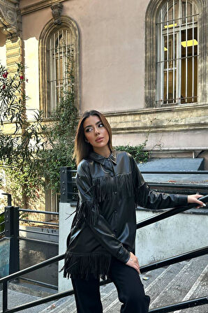 Markano Püsküllü Deri Gömlek