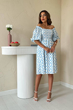 Markano Kare Desenli Yazlık Elbise