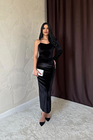 Markano Tek Omuzlu Taş Askılı Elbise