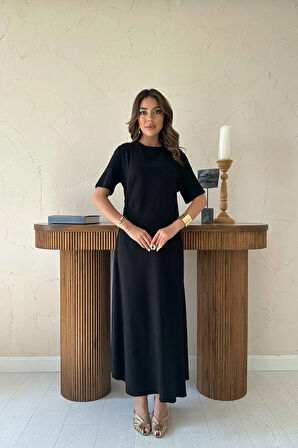 Markano Pileli Bisiklet Yaka Elbise