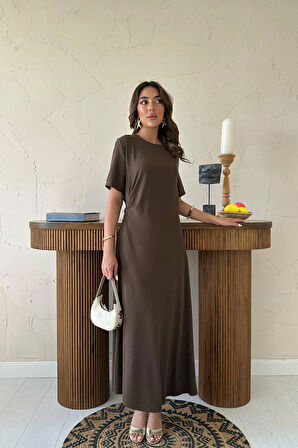 Markano Pileli Bisiklet Yaka Elbise