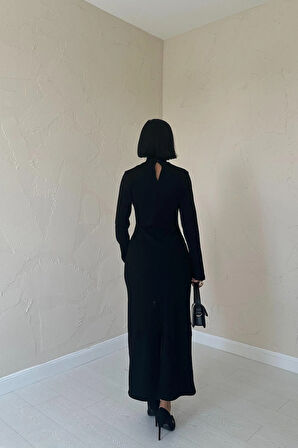 Markano Omzu Güllü Düz Elbise