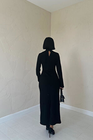 Markano Omzu Güllü Düz Elbise