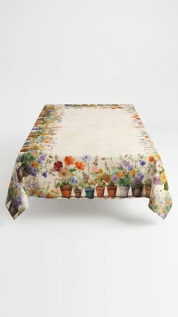Marie Lou Home Flowers Desenli Pamuklu Masa Örtüsü 140x240 cm