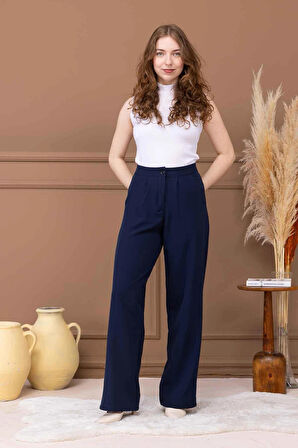 Kadın Yüksek Bel Pileli Palazzo Pantolon