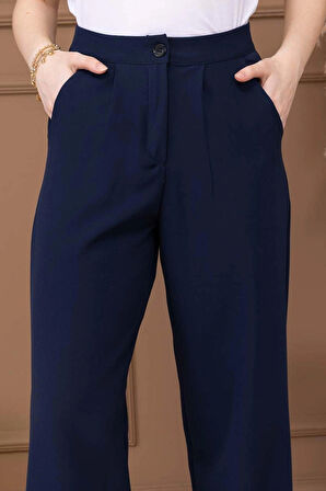 Kadın Yüksek Bel Pileli Palazzo Pantolon