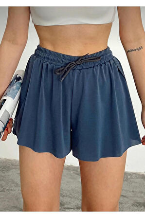 Füme Bol Kesim Taytlı Spor Şort