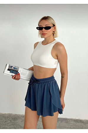 Füme Bol Kesim Taytlı Spor Şort