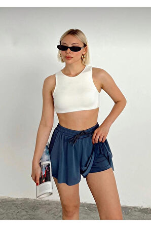 Füme Bol Kesim Taytlı Spor Şort