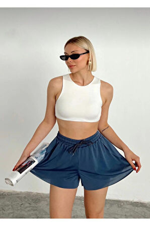 Füme Bol Kesim Taytlı Spor Şort