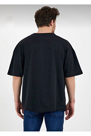 Erkek Oversize Pamuklu Bisiklet Yaka Kısa Kollu T-shirt