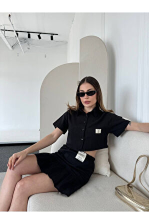 Premium Kalite Natural Armalı Keten Dokulu Etek Takım