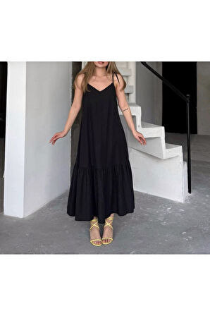Poplin Kumaş Ayarlanabilir Askılı Elbise