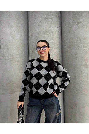 Baklava Desenli Triko Kazak