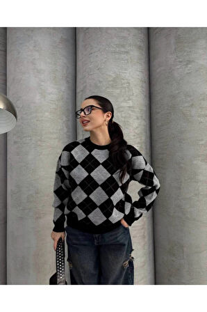 Baklava Desenli Triko Kazak