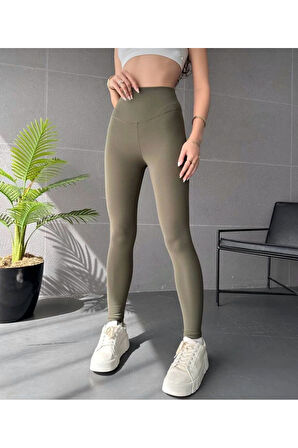 Sıkılaştırıcı Toparlayıcı Şardonlu Yüksek Bel Tayt