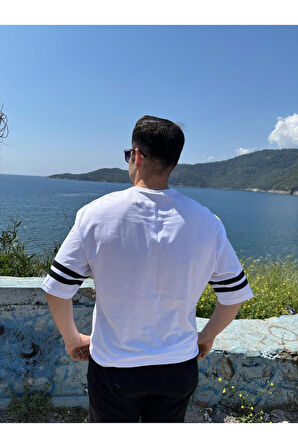 Erkek Bisiklet Yaka Oversize Baskılı T-shirt