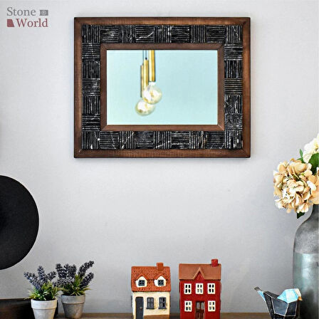 Scratch Siyah Mermer Dekoratif Ayna - 40×50 cm