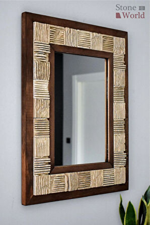 Scratch Bej Mermer Dekoratif Ayna – 40×50 cm