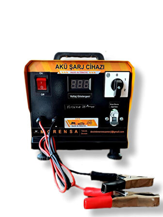 12-24 VOLT 25 AMPER (ÇİFT AKÜLÜK) AKÜ ŞARJ CİHAZI