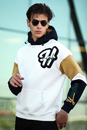 Miron High Nakışlı Oversize Sweatshirt - Beyaz