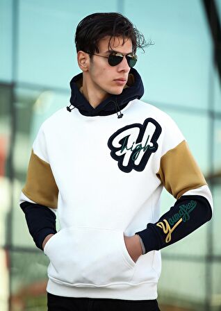 Miron High Nakışlı Oversize Sweatshirt - Beyaz