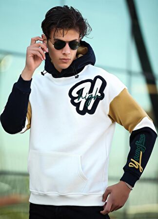 Miron High Nakışlı Oversize Sweatshirt - Beyaz