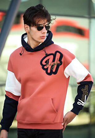 Miron High Nakışlı Oversize Sweatshirt - Somon