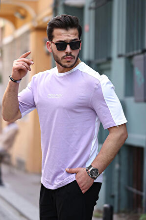 Miron Lila Beyaz Strong Finish Baskılı Oversize Kısa Kolu Tişört- 2411