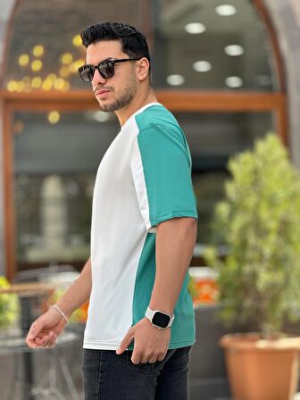 Miron Beyaz Yeşil Strong Finish Baskılı Oversize Kısa Kolu Tişört