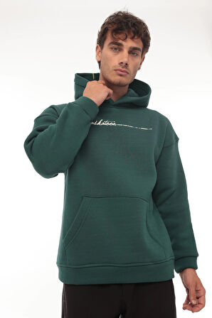 Miron Nefti Sırt Şeritli Kapüşonlu Üç İplik Oversize Sweatshirt-2437 