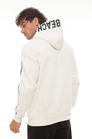 Miron Beyaz Kapüşon Baskılı Üç İplik Oversize Sweatshirt- 2440
