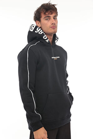 Miron Lacivert Kapüşon Baskılı Üç İplik Oversize Sweatshirt- 2440