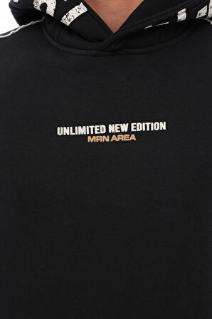 Miron Lacivert Kapüşon Baskılı Üç İplik Oversize Sweatshirt- 2440