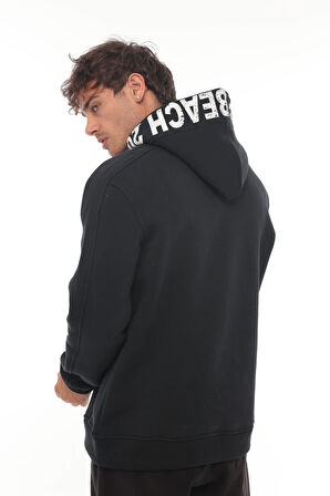 Miron Lacivert Kapüşon Baskılı Üç İplik Oversize Sweatshirt- 2440