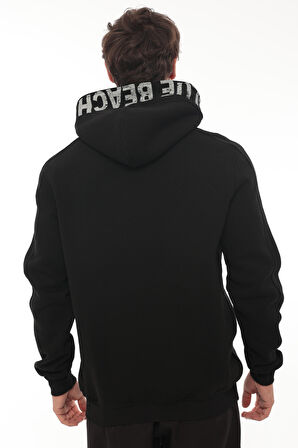 Miron Siyah Kapüşon Baskılı Üç İplik Oversize Sweatshirt- 2440