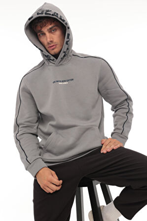 Miron Füme Kapüşon Baskılı Üç İplik Oversize Sweatshirt- 2440