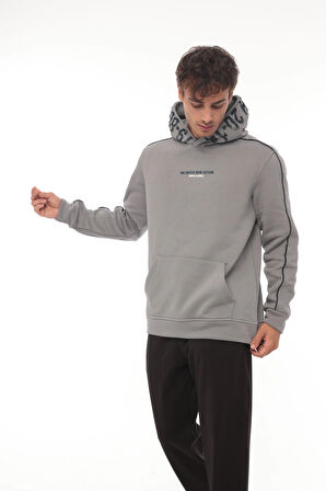 Miron Füme Kapüşon Baskılı Üç İplik Oversize Sweatshirt- 2440