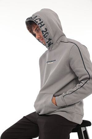 Miron Füme Kapüşon Baskılı Üç İplik Oversize Sweatshirt- 2440