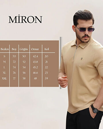 Miron Bej Basic Fermuar Detaylı Polo Yaka Kısa Kollu Tişört 2501
