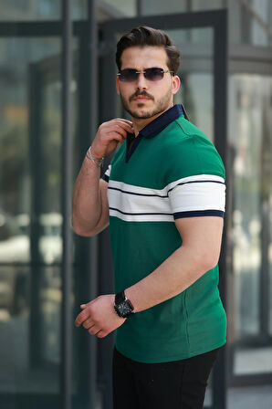 Miron Nefti Beyaz iki Renk Polo Yaka Kısa Kollu Tişört-2514