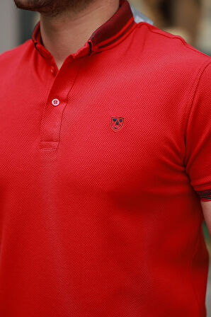 Miron Kırmızı Logo Nakışlı Polo Yaka Kısa Kollu Tişört -2518