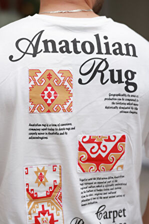 Miron Ekru Anatolian Rug Sırtı Baskı Detaylı Oversize Kısa Kollu Tişört- 2520