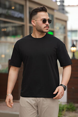 Miron Siyah Anatolian Rug Sırtı Baskı Detaylı Oversize Kısa Kollu Tişört- 2520