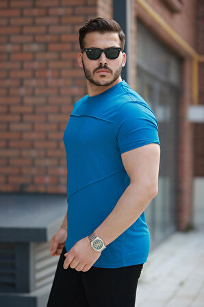 Miron Saks Parçalı Dikiş Detaylı Regular Fit Kısa Kollu Tişört -2523