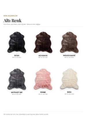Merplush Peluş Post Halı 75x150 cm Süet Taban Yumuşak Kürk Görünümlü Yatak Odası Halısı