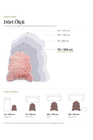 Merplush Peluş Post Halı 70x100 cm Süet Taban Yumuşak Kürk Görünümlü Yatak Odası Halısı